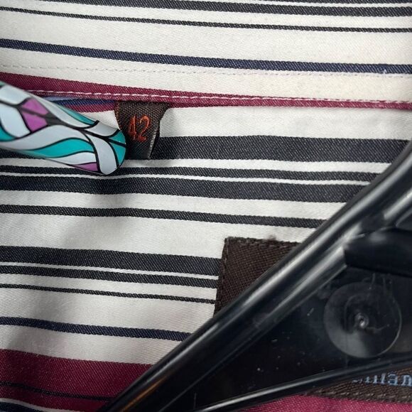 Etro Milano Button-Up Shirt Mens Size 42 (Medium) Multicolor Striped Italy - Picture 3 of 10